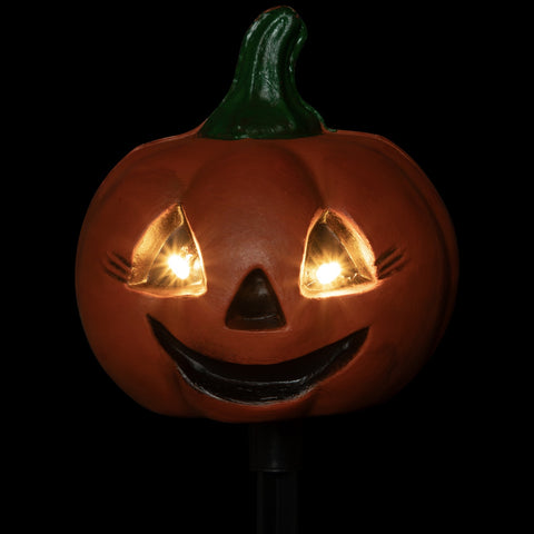 LED Lighted Jack-O-Lantern Halloween Pathway Markers - Clear Lights - Set of 3