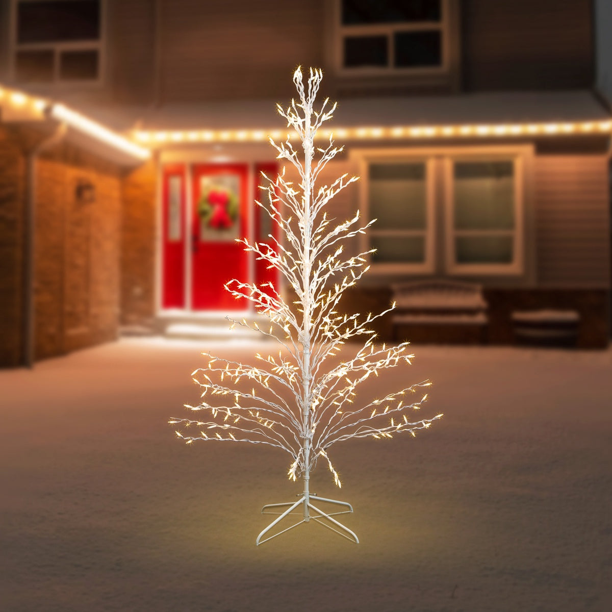  Northlight Lighted Cascade Twig Outdoor Christmas Tree - 6' - White - Clear Lights - Default Title - Bonton