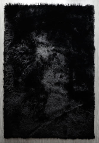 Black Faux Fur Sheepskin Area Rug by Homemartgoods