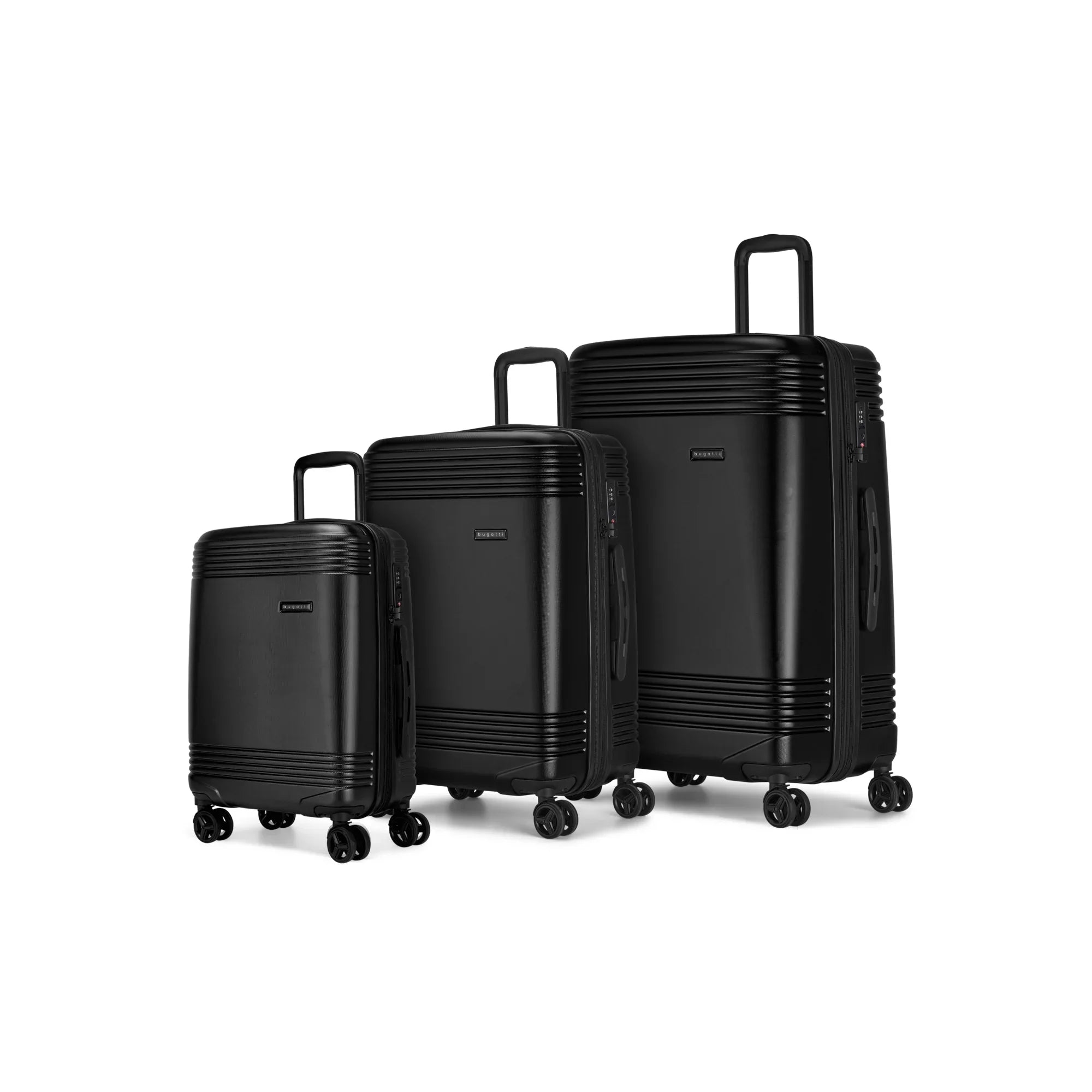  Bugatti Nashville 3 Piece Luggage Set - Recycled Polyester - Black - Bonton