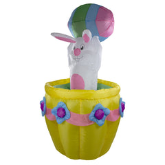 Lighted and Animated Inflatable Easter Bunny Basket Outdoor Decoration - 5.5' -