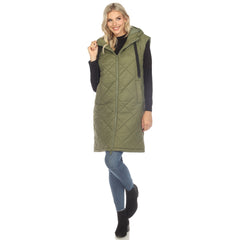 Women's Diamond Quilted Hooded Puffer Vest