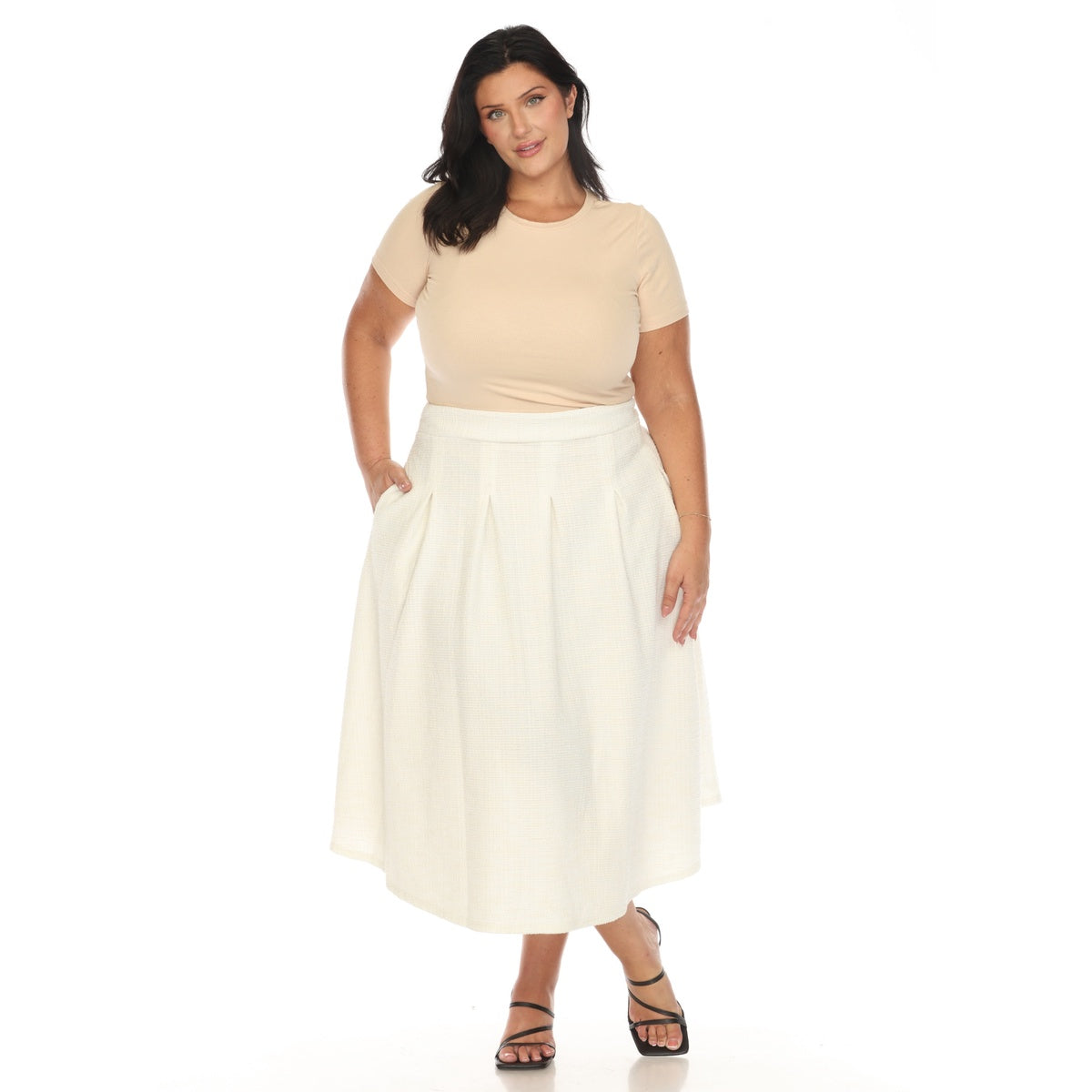  White Mark Plus Size Flared Tweed Skirt - 1X - Bonton