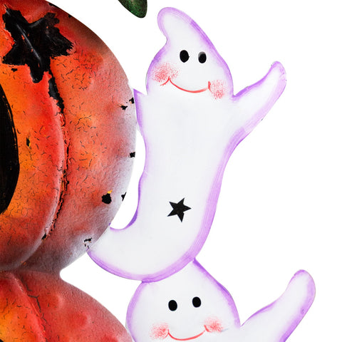 33" Orange and Black Stacked Pumpkins Outdoor Halloween Decoration