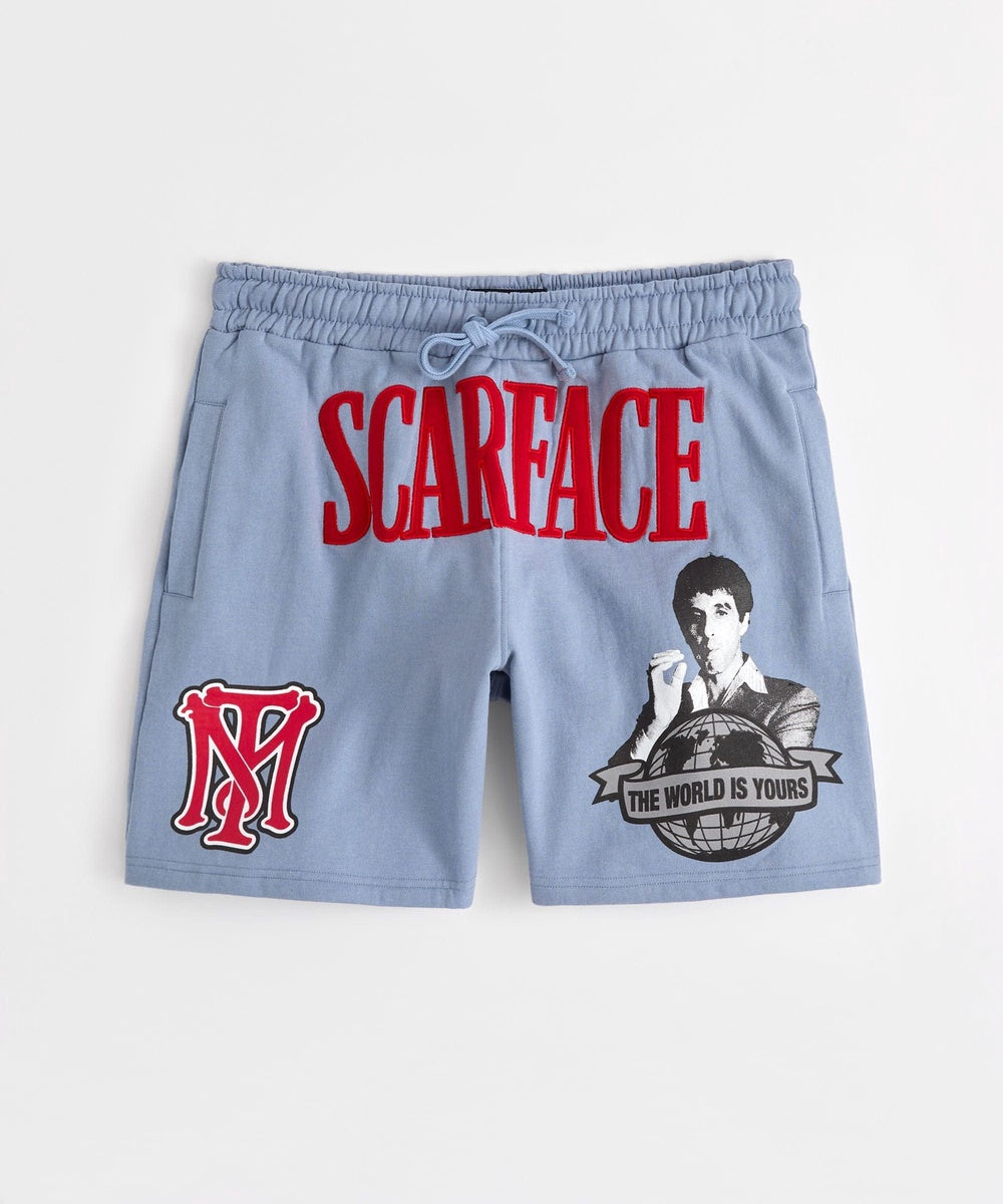  Reason Clothing Scarface Fleece Short - Light Blue - LIGHT BLUE - Bonton