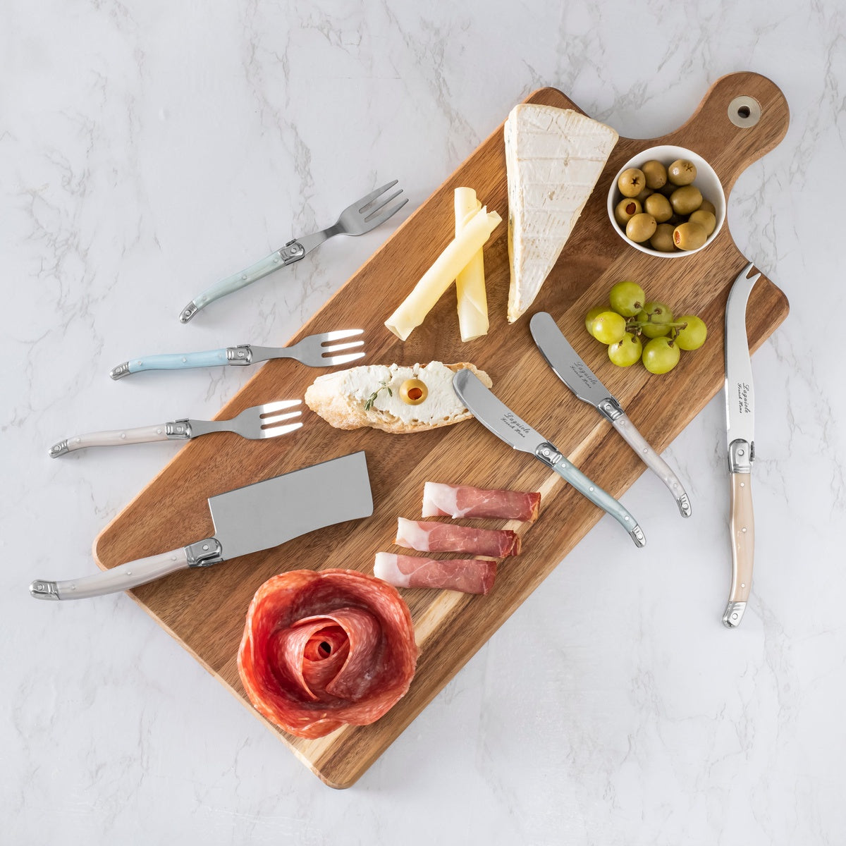  French Home Laguiole Charcuterie Set in Mother of Pearl Colors With Wood Serving Board - Default Title - Bonton