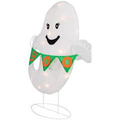 LED Ghost With "Boo" Banner Halloween Yard Decoration - 25" - Warm White Lights