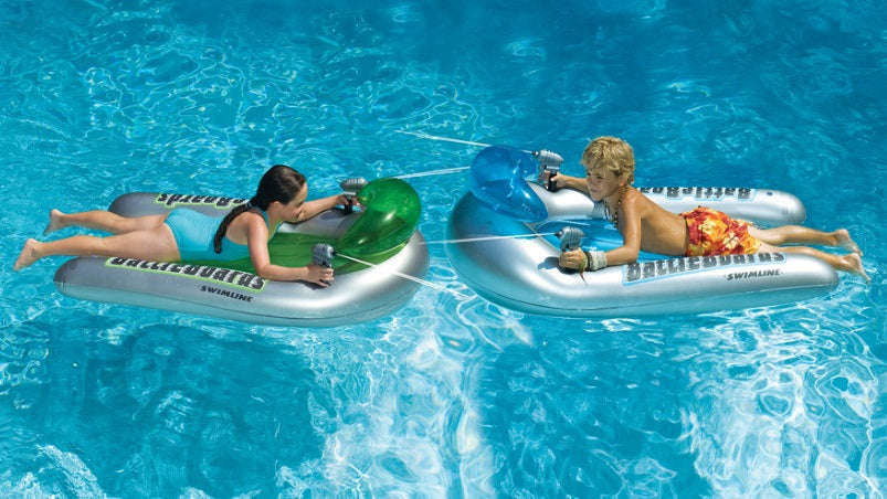  Set of 2 Green and Blue Water Sport Inflatable Battle Board Swimming Pool Squirters - 53