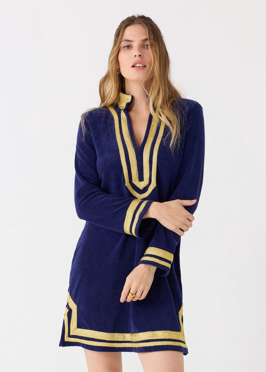  Cabana Life Navy/Gold Terry Tunic - XS - Bonton