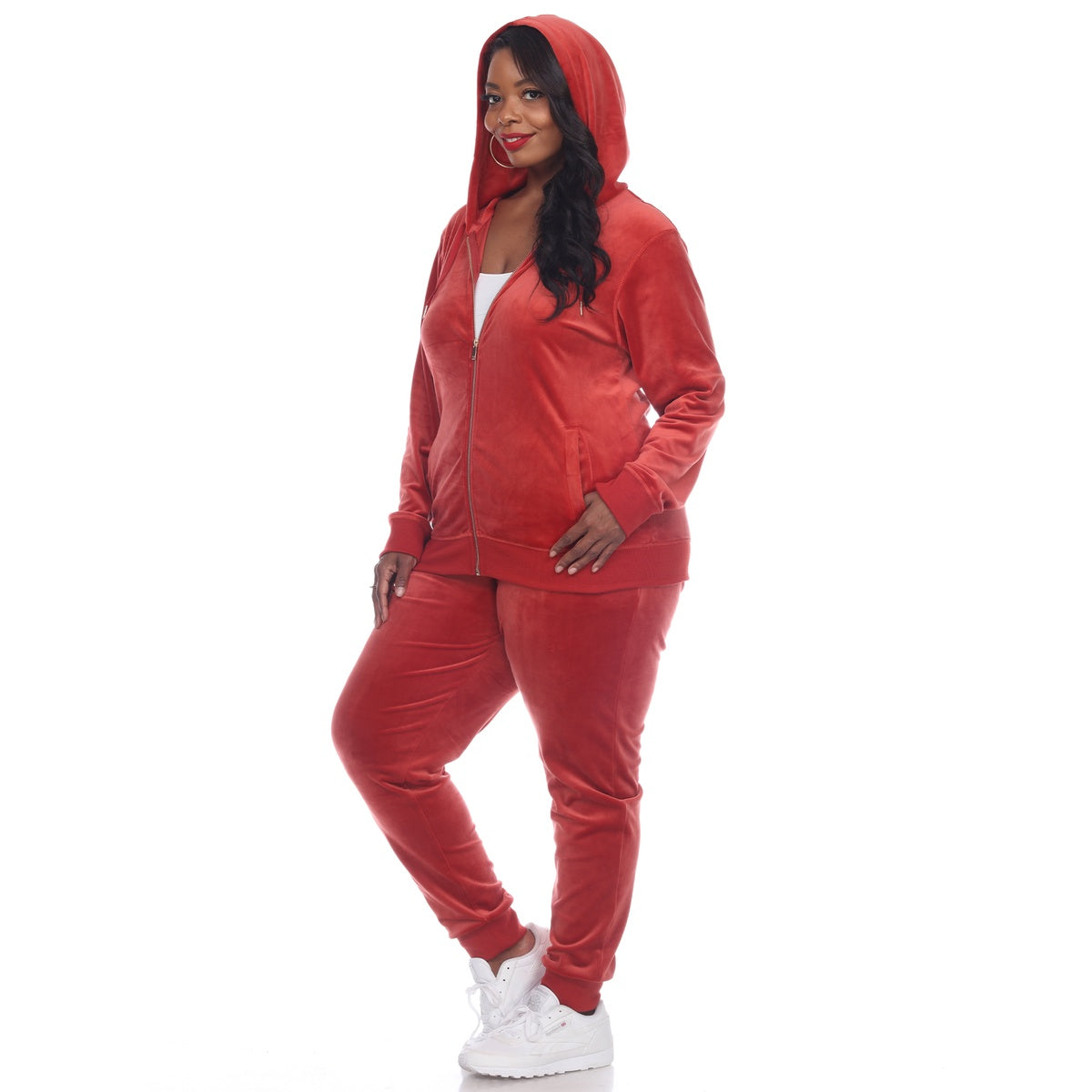  White Mark Plus Size 2 Piece Velour Tracksuit Set - 1X - Bonton