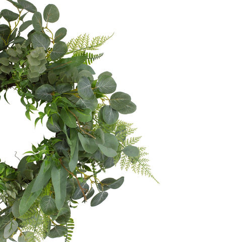 Mixed Foliage Artificial Spring Wreath  Green - 24-Inch