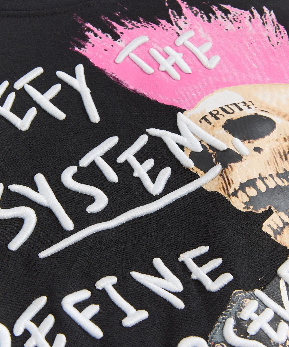  Reason Clothing Defy the System Embroidered Hoodie - Black - BLACK - Bonton