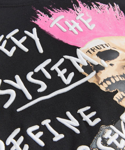 Defy the System Embroidered Hoodie - Black