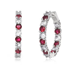 Colored Cubic Zirconia Inside Out Hoop Earrings