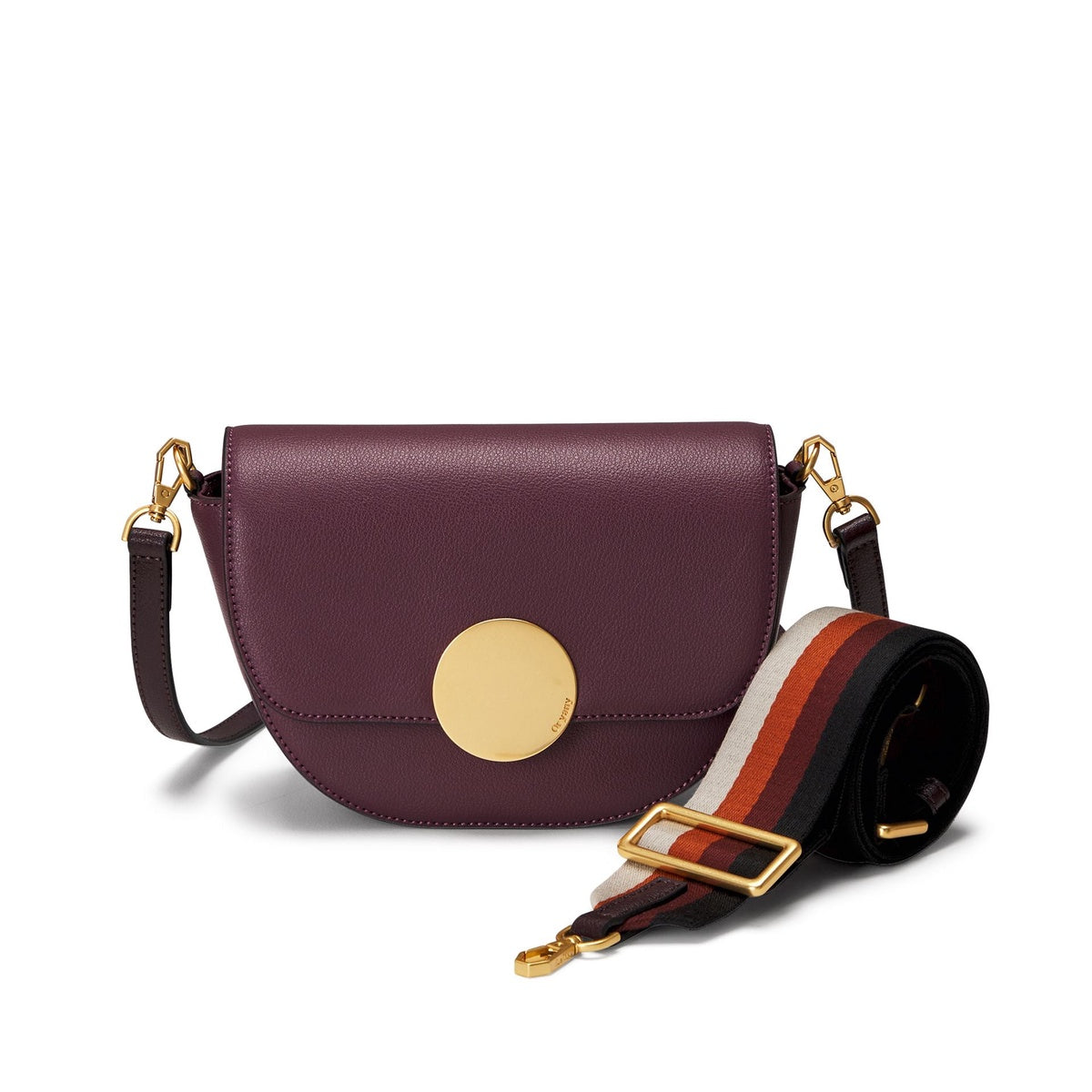  Oryany Lottie Saddle - Classic Small Crossbody - Eggplant - Bonton