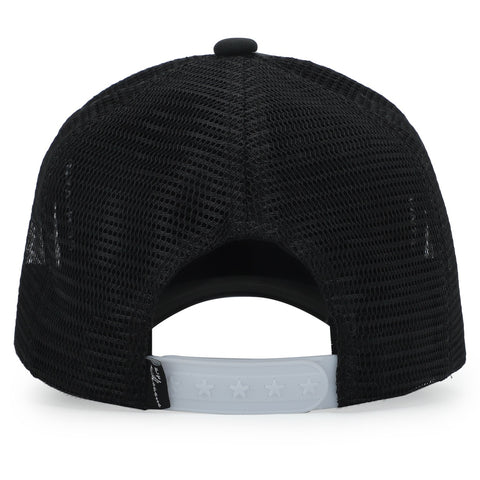 Vintage Havana Trucker Hat for Women & Men – Black Faux Nubuck Leather & Mesh Adjustable Cap With White Cracked Leather Star