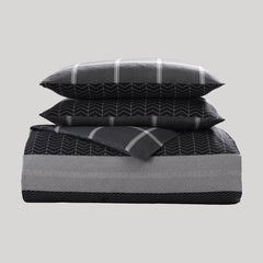 Kyle Black 100% Cotton 5-Piece Reversible Comforter Set