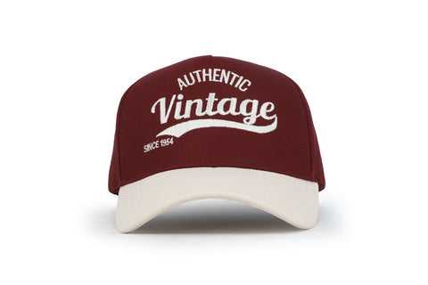Vintage Havana Trucker Hat for Women & Men – Maroon & Tan Adjustable Cap – Embroidered "Authentic Vintage""