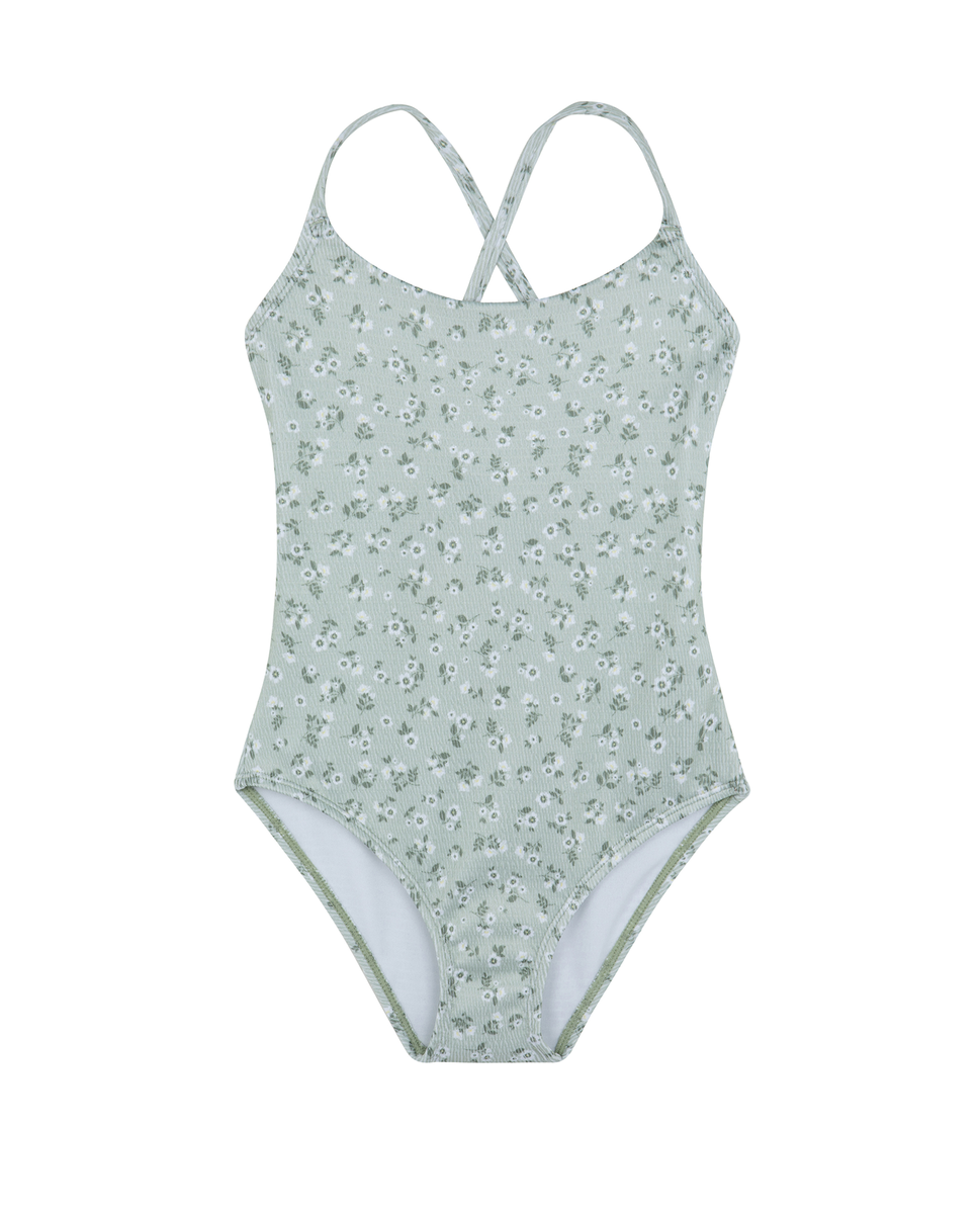  Gottex Kids Ditsy Dream Textured Criss Cross Tie Back One Piece - Ditsy Green - Bonton