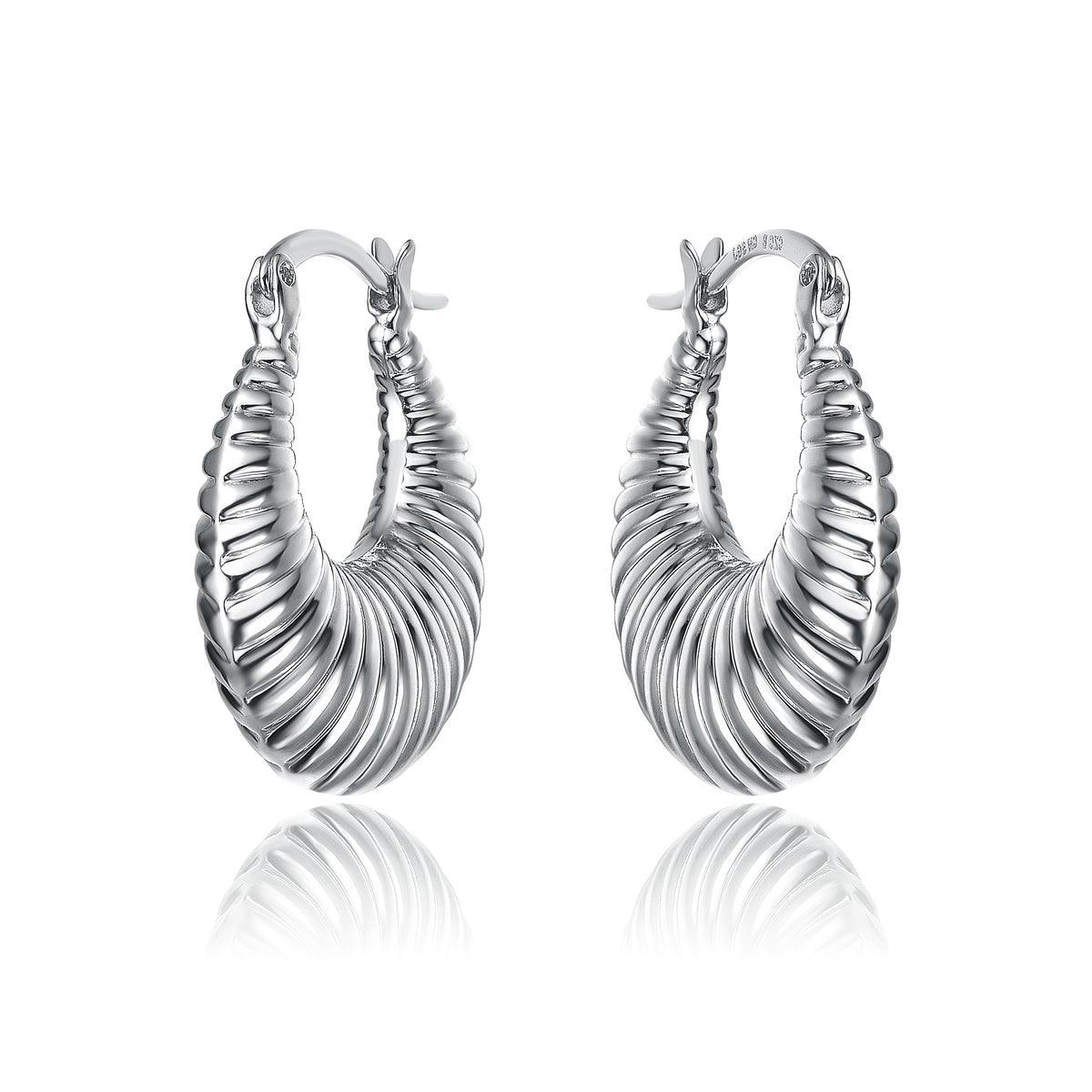  Rachel Glauber White Gold Plated Seashell Hoop Earrings - White - Bonton