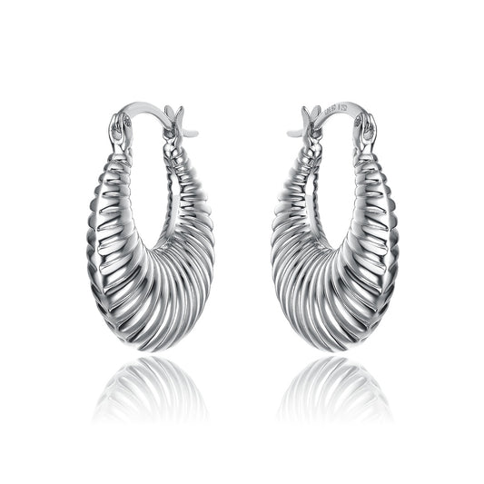 White Gold Plated Seashell Hoop Earrings