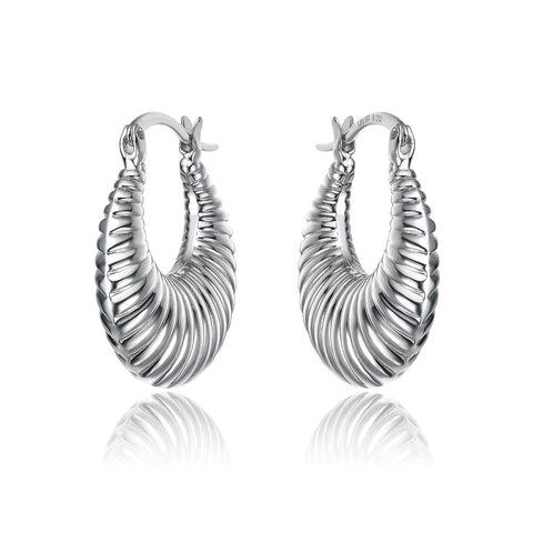 White Gold Plated Seashell Hoop Earrings