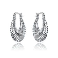 White Gold Plated Seashell Hoop Earrings