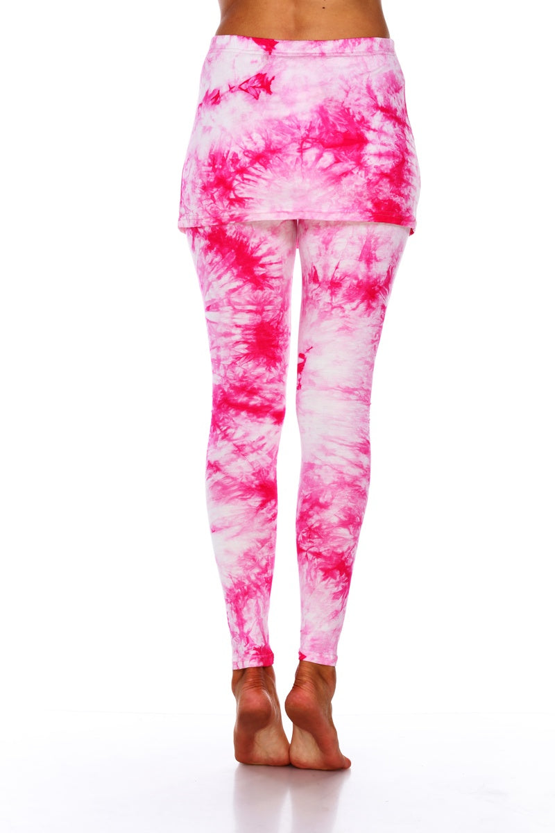  White Mark Tie Dye Skirted Leggings - S - Bonton