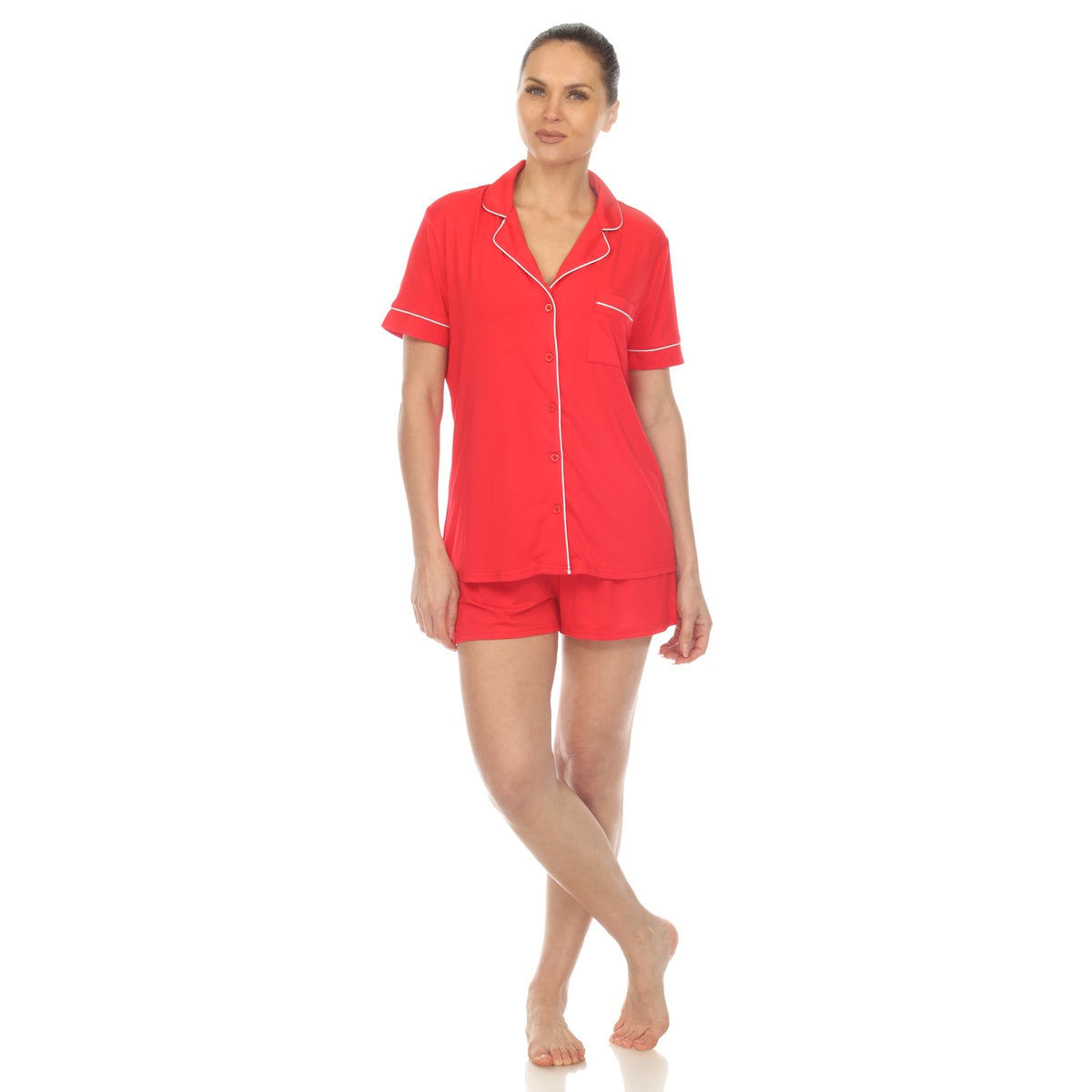  White Mark Women's Short Sleeve Bamboo Pajama Set - XL - Bonton