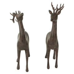 Standing Deer Christmas Decorations - 14" - Brown - Set of 2