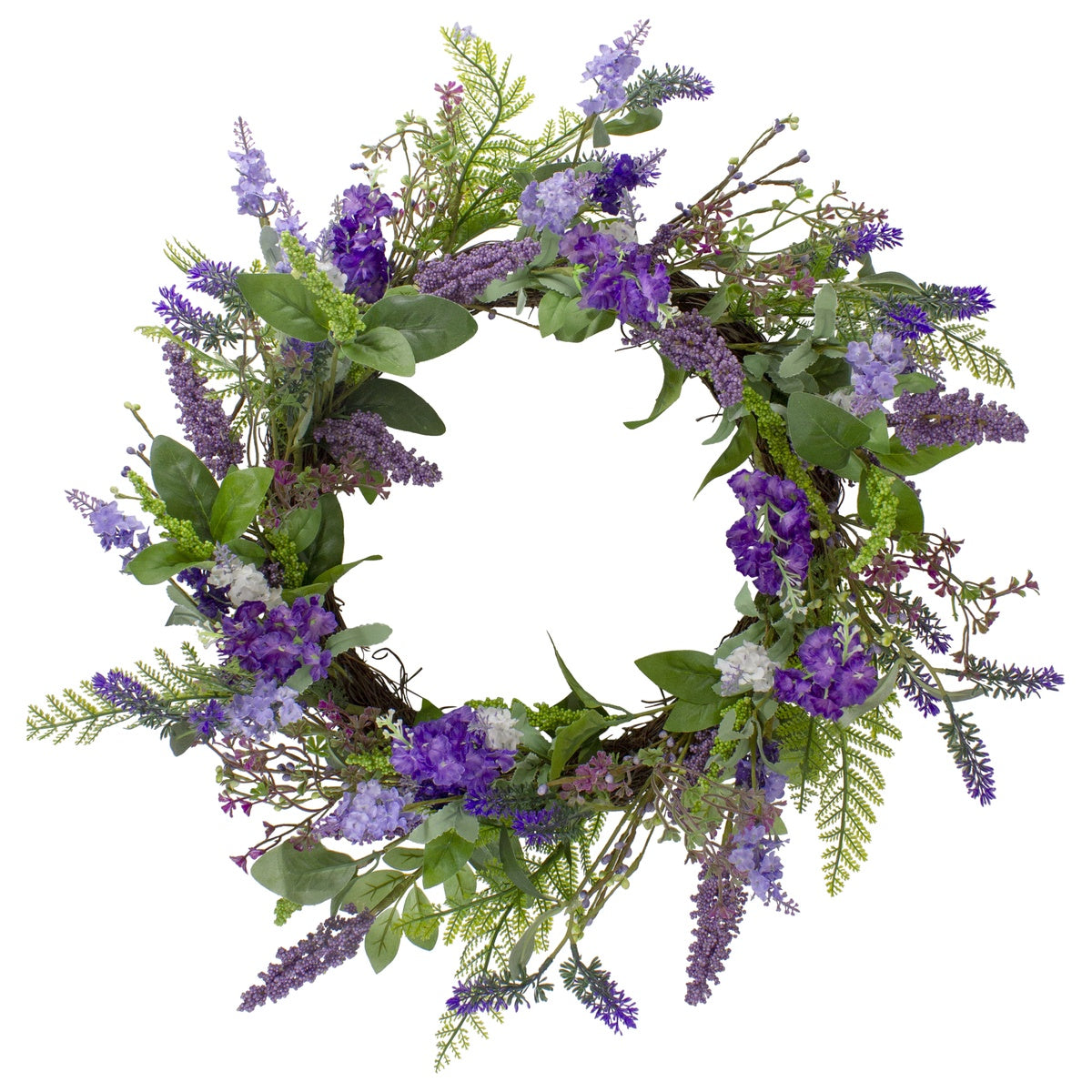  Northlight Lavender and Spring Foliage Artificial Wreath  Purple - 20-Inch - Default Title - Bonton