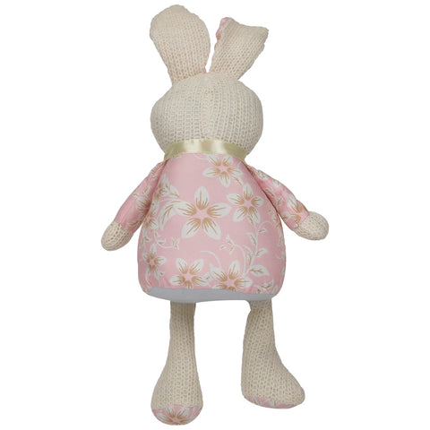 Floral Easter Bunny Rabbit Spring Figure - 17" - Pink and Cream