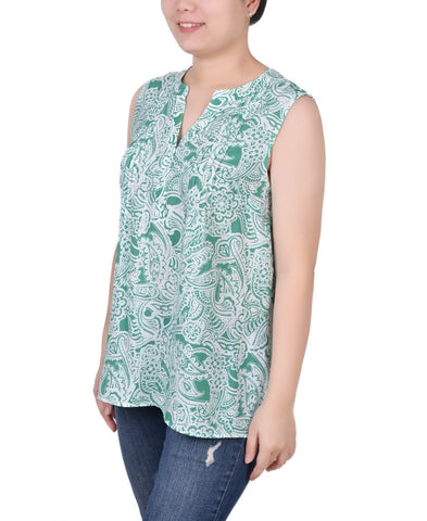 Sleeveless Pintucked Blouse
