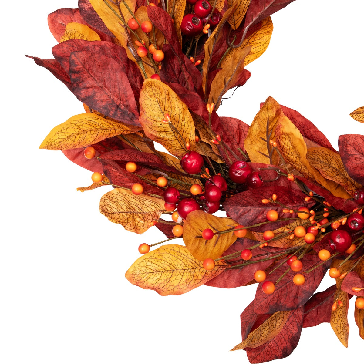  Northlight Berries With Leaves Artificial Fall Harvest Twig Wreath  24-Inch  Unlit - Default Title - Bonton