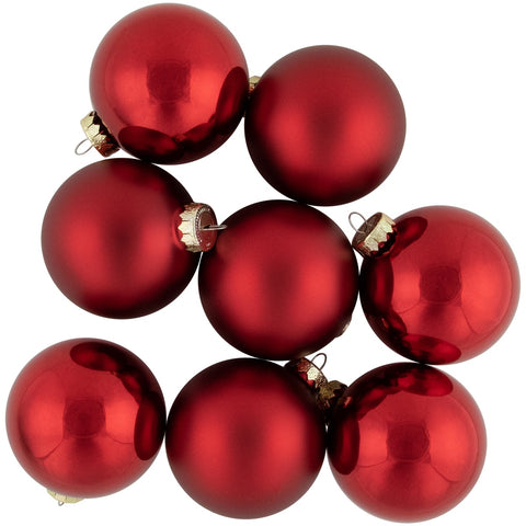 72ct Red 2-Finish Glass Christmas Ball Ornaments 4" (100mm)