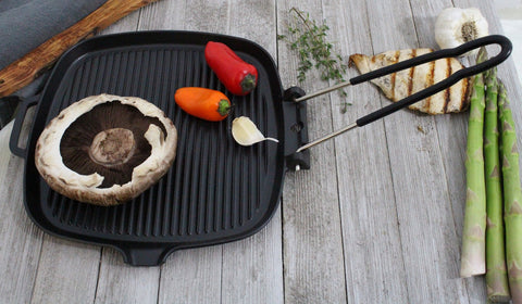 Square French Cast Iron Grill With Folding Handle (CI_32722), 9-Inch