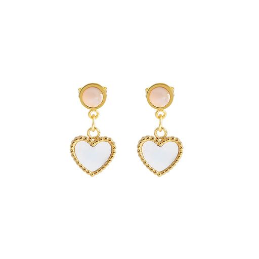  Gemesis Jewels by Edforce Mother of Pearl Heart Shaped Earrings - Silver - Bonton