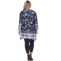 Plus Size Victorian Print Tunic Top With Pockets