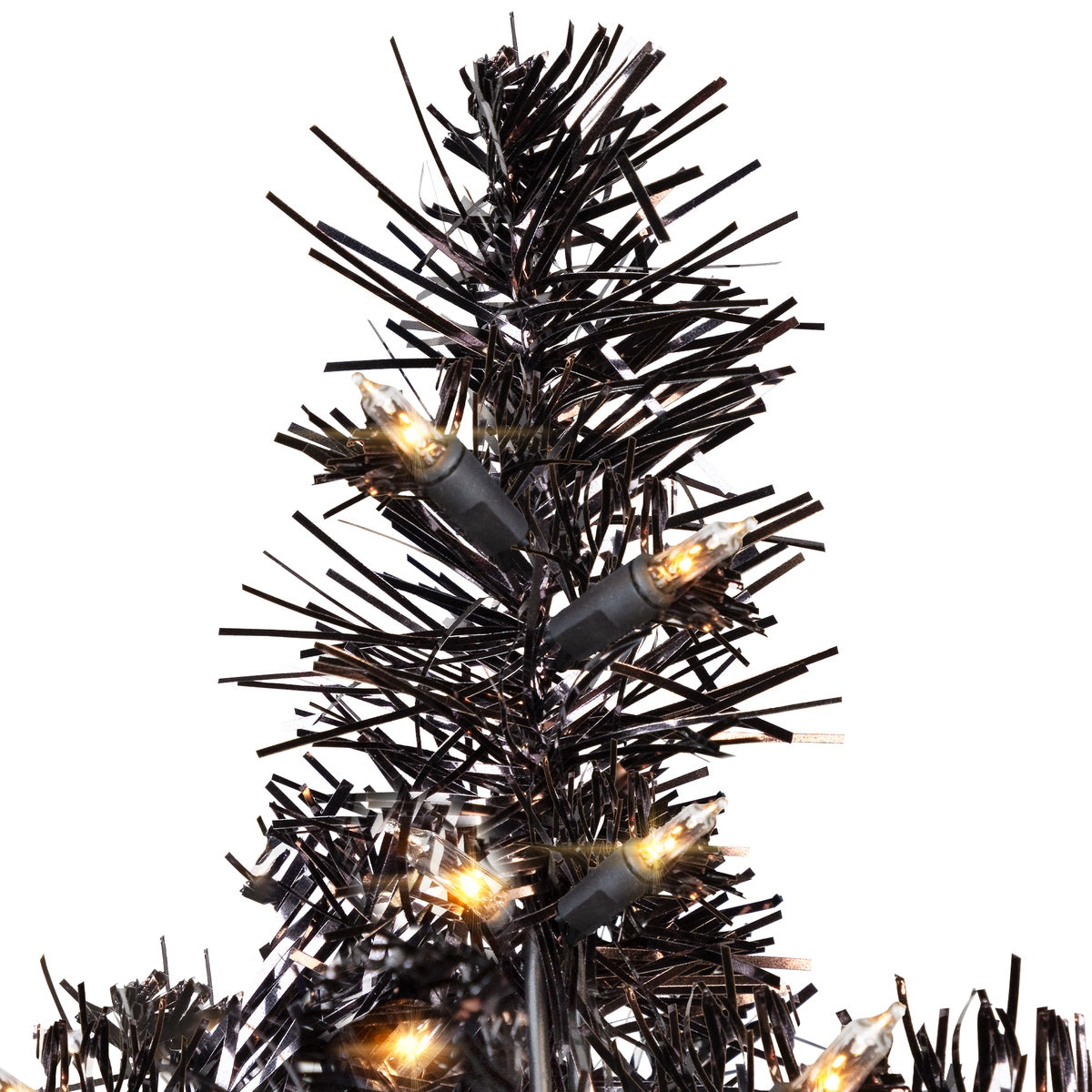  Northlight Pre-Lit Artificial Tinsel Halloween Tree - 3' - Black - Clear Lights - Default Title - Bonton