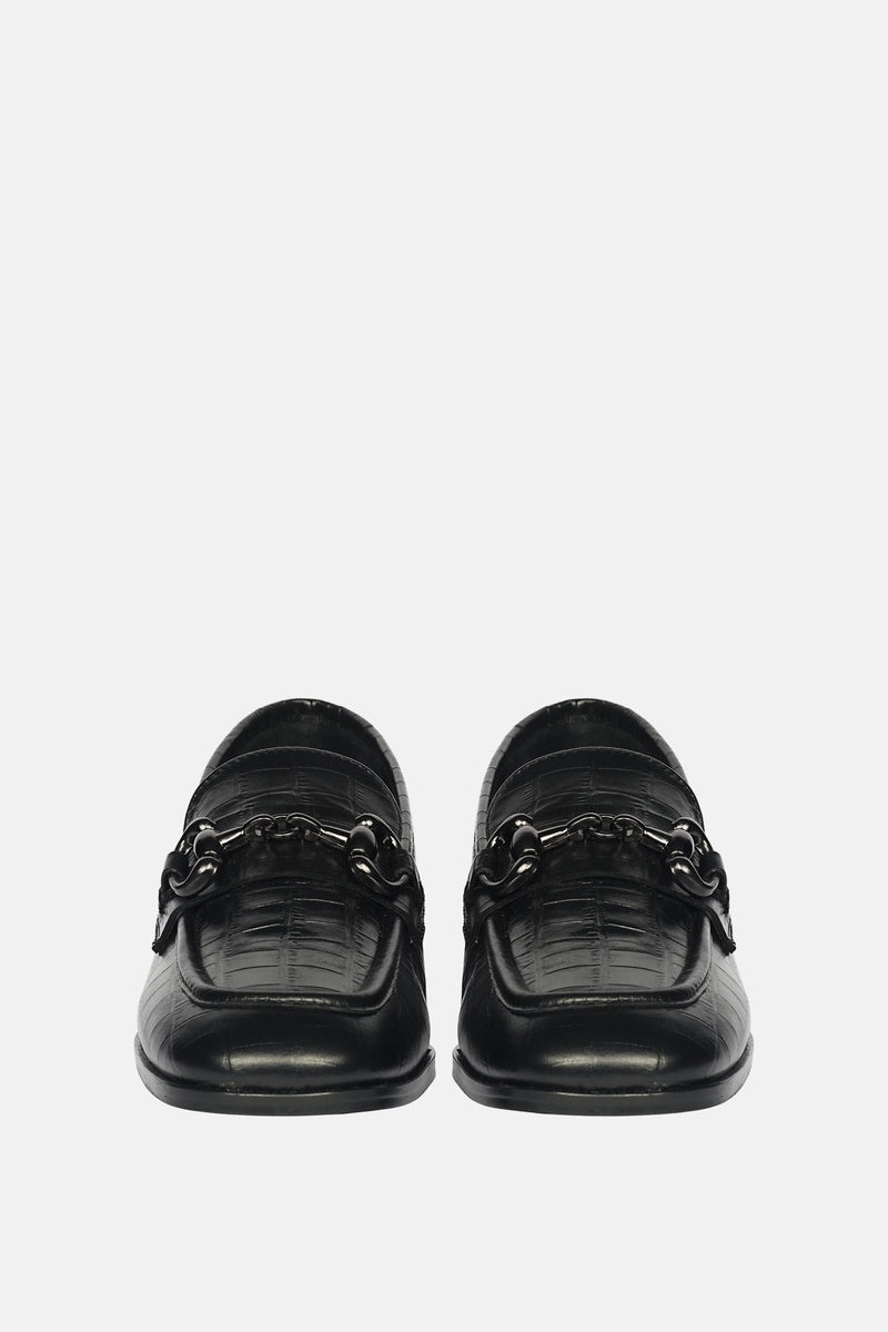  Saint G Jacqueline Croco - Heeled Loafers - Black - Bonton