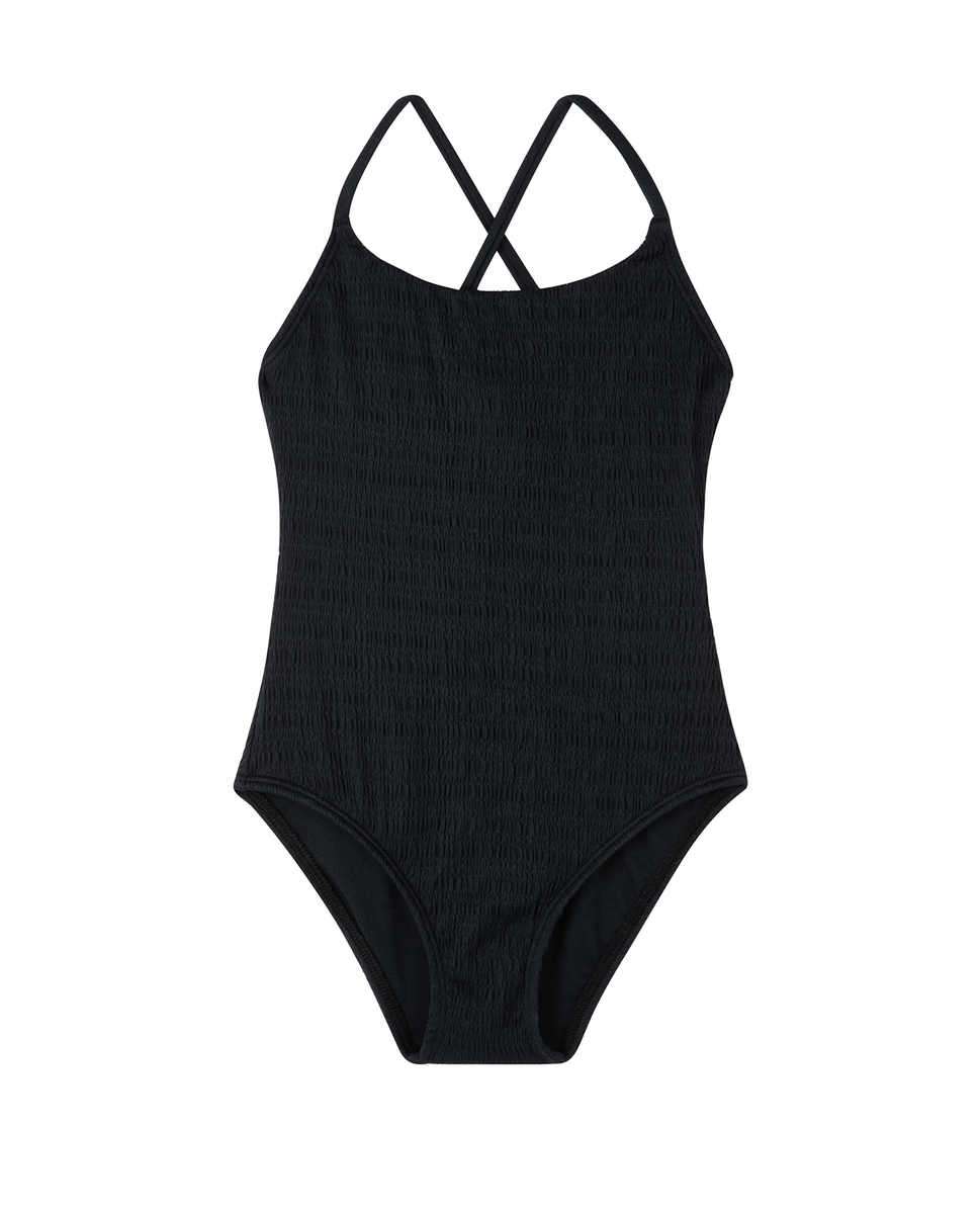  Gottex Kids Beach Day Textured Criss Cross Tie Back One Piece - Black - Bonton
