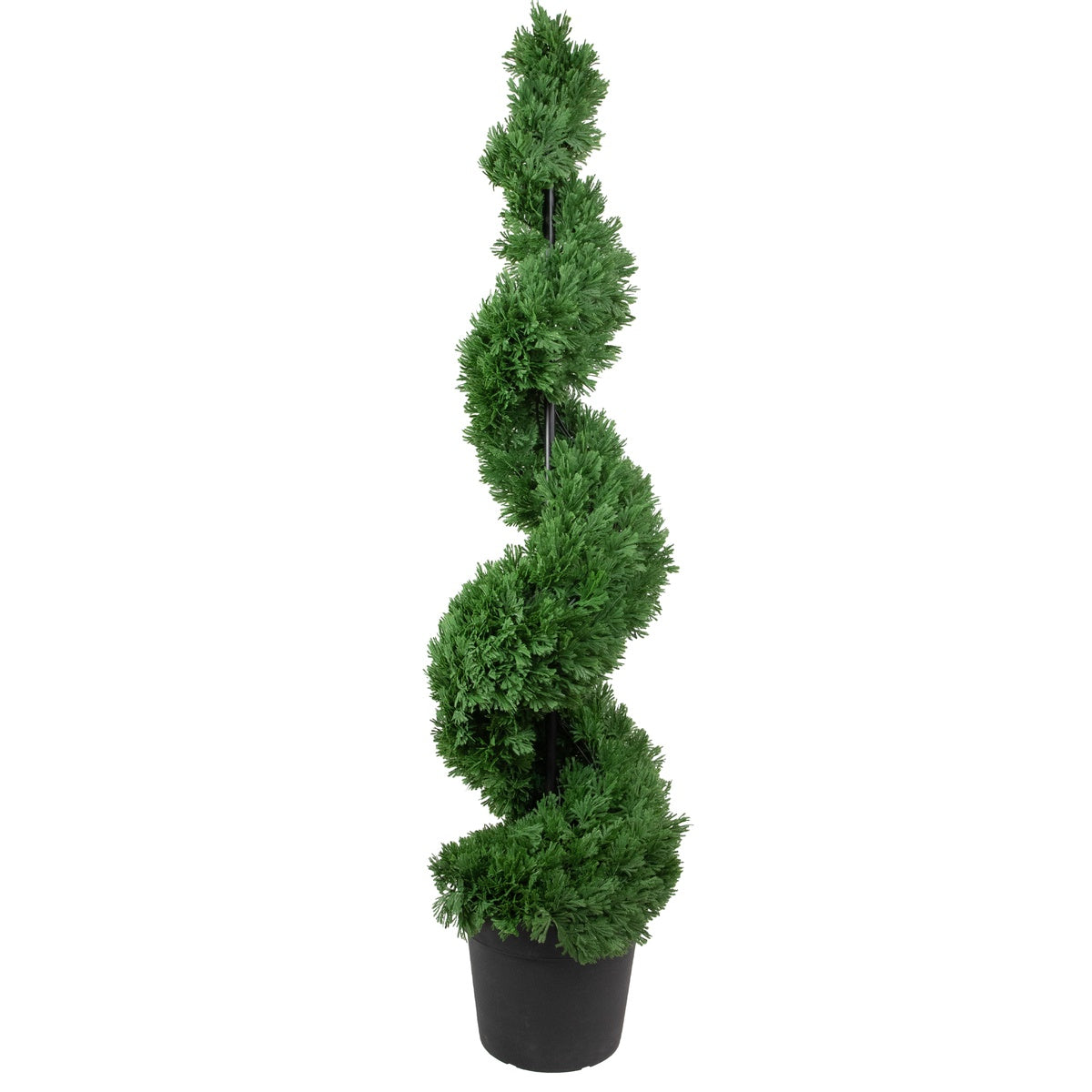  Northlight Real Touch™ Artificial Cedar Spiral Topiary Tree in Black Pot  Unlit - 5' - 5' - Bonton