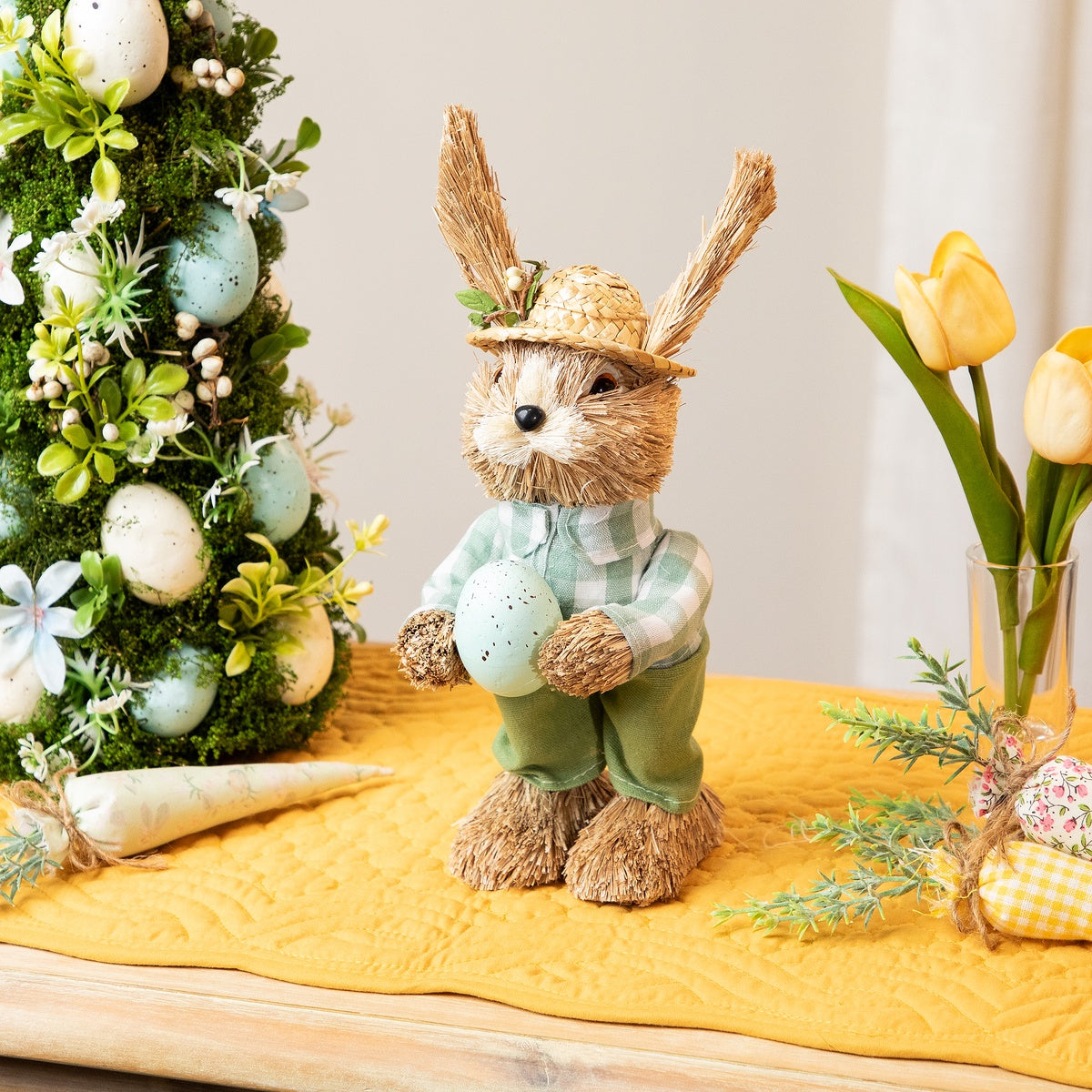 Northlight Spring Sisal Standing Easter Bunny Rabbit Figure With Robin's Egg - 10