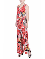Petite Sleeveless Belted Jumpsuit