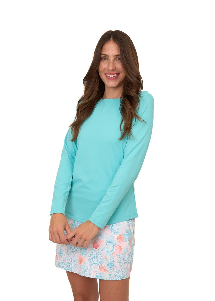  Cabana Life Aqua Long Sleeve Performance Top - XS - Bonton