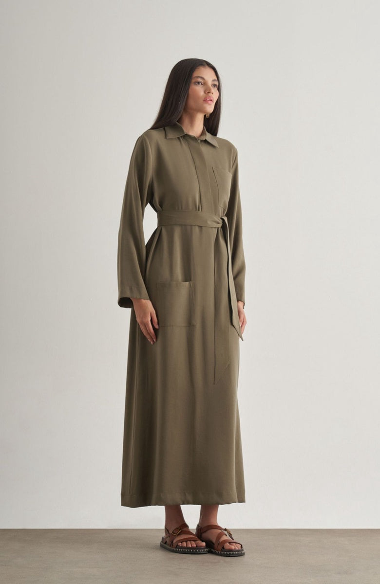  Mizalle Mizalle Shirt Dress - Khaki - Bonton