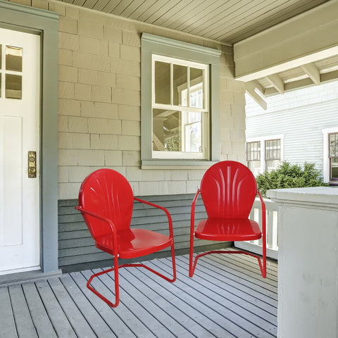 34" Outdoor Retro Metal Tulip Armchair  Red