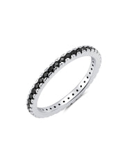 Black Hand Set Cubic Zirconia Step Cut Eternity Band Engagement Ring Finished in Pure Platinum