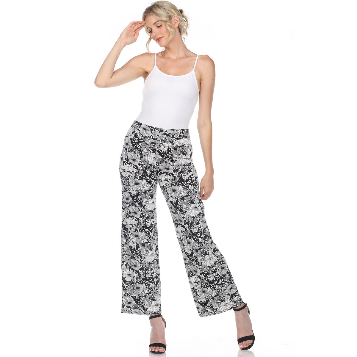  White Mark Floral Paisley Palazzo Pants - S - Bonton