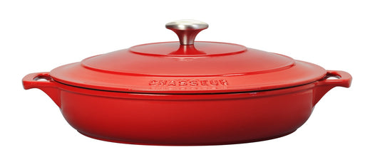 French Enameled Cast Iron Braiser With Lid, 2.6-Quart, Red